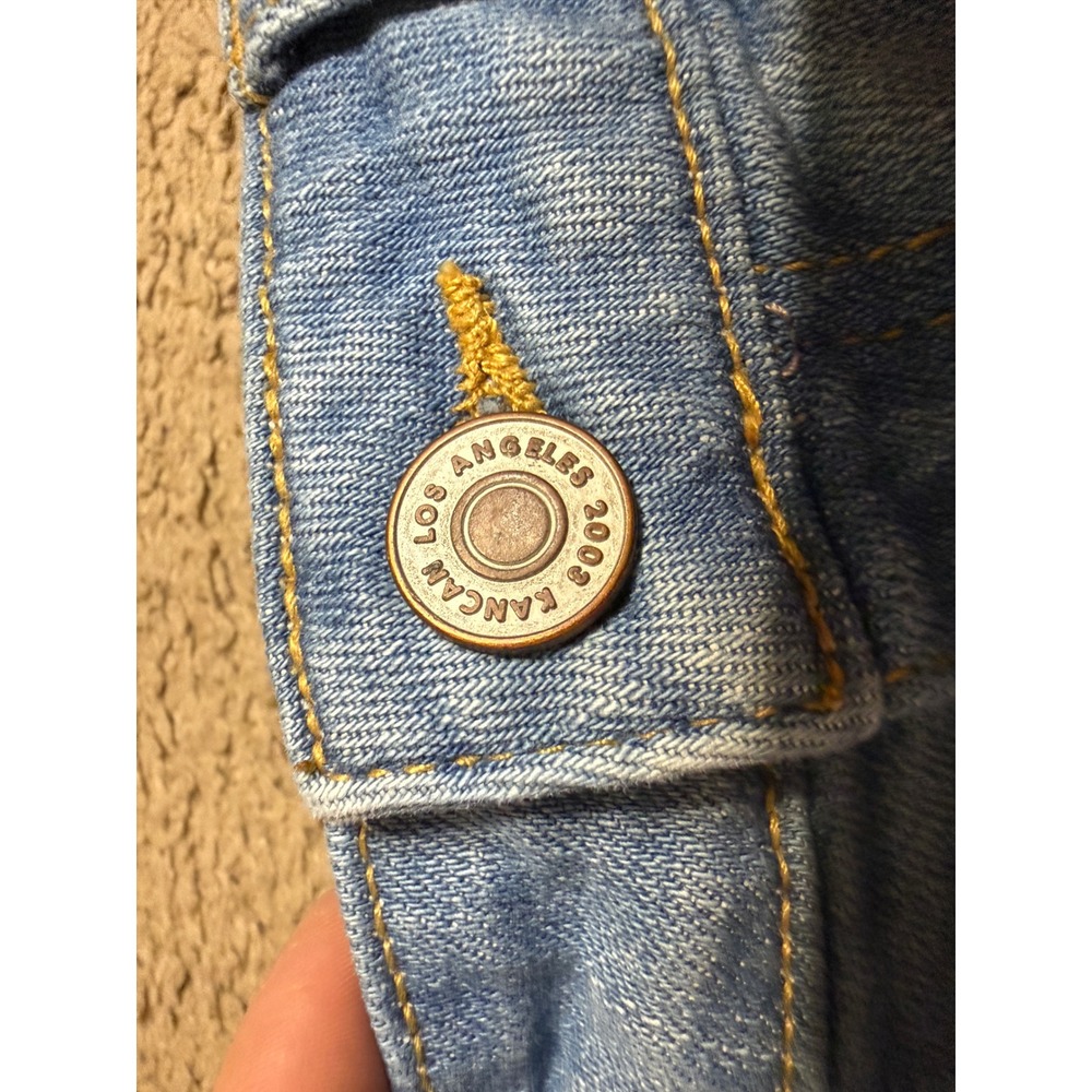 Kancan Los Angeles Light Wash Distressed Frayed Hem Denim Shorts Size M - Picture 4 of 6